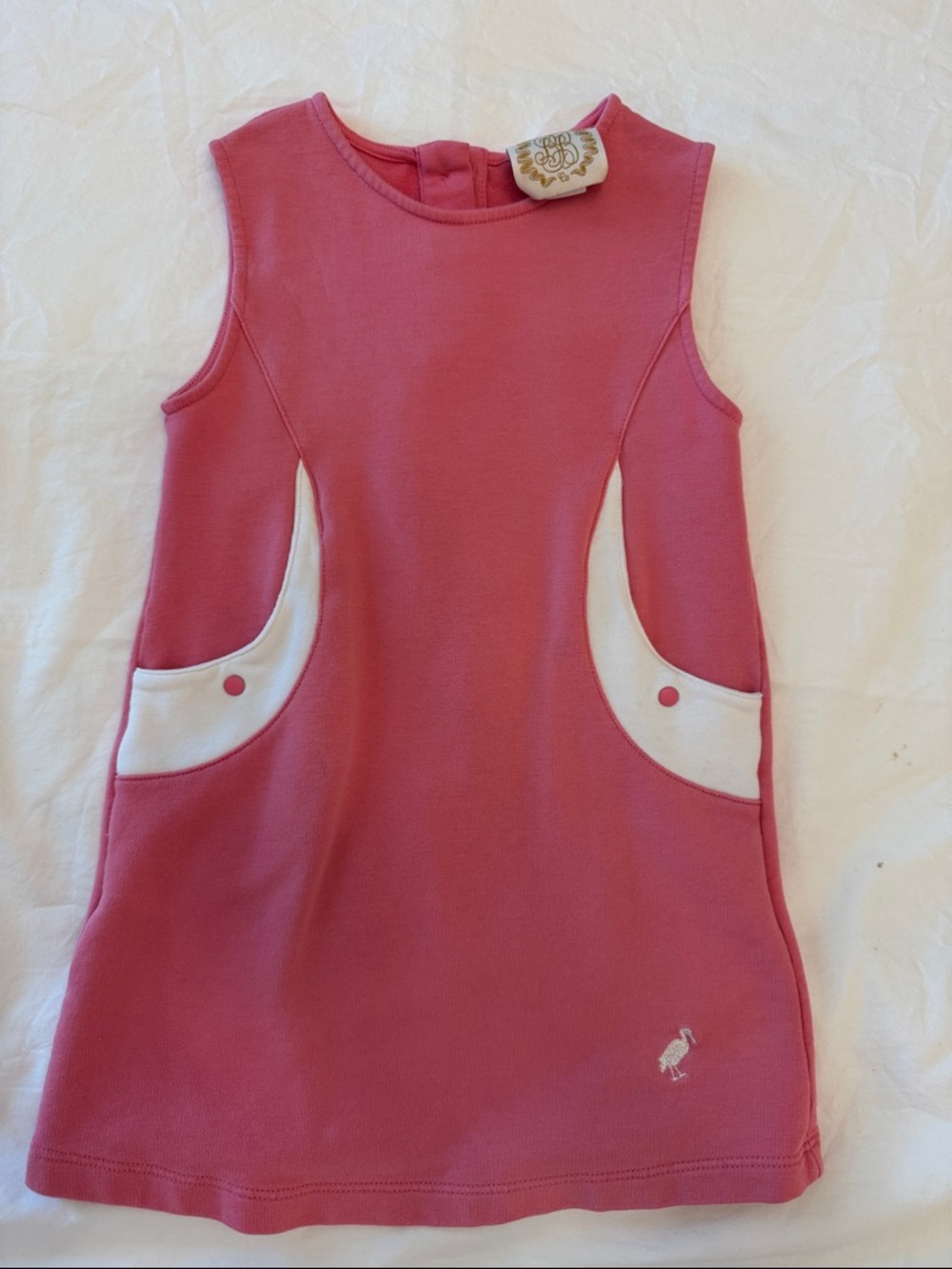 Beaufort Bonnet Pink Sleeveless Pocket Shift Dress with White Accents